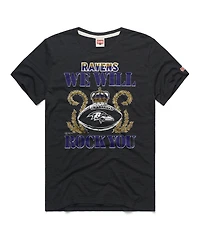 Homage Men's and Women's Charcoal Baltimore Ravens 2026 Nfl Schedule Queen Tri-Blend T-Shirt