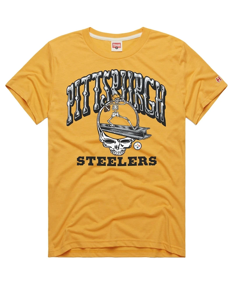 Homage Men's Gold Pittsburgh Steelers Nfl x Grateful Dead Tri-Blend T-Shirt