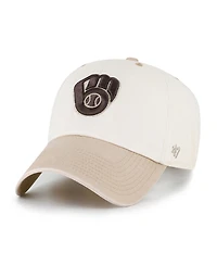 '47 Brand Men's Natural/Tan Milwaukee Brewers Neutral Terrain Clean Up Adjustable Hat