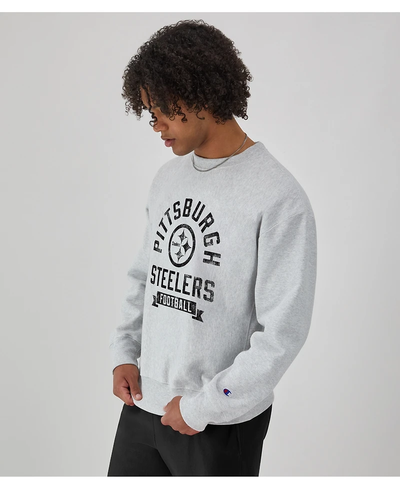 Champion Men's Heather Gray Pittsburgh Steelers Reverse Weave Fleece Pullover Sweatshirt