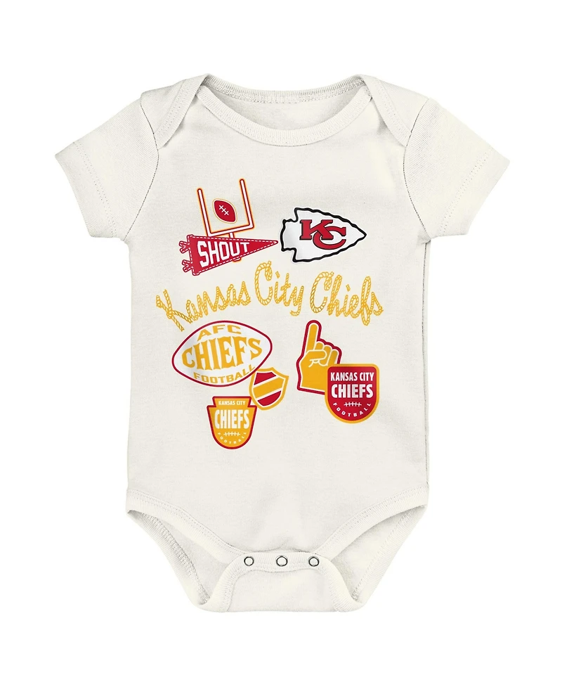 Outerstuff Baby Boys and Girls 3-Piece Kansas City Chiefs Littlest Player Bodysuit Set