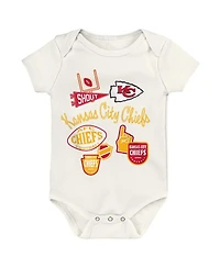 Outerstuff Baby Boys and Girls 3-Piece Kansas City Chiefs Littlest Player Bodysuit Set