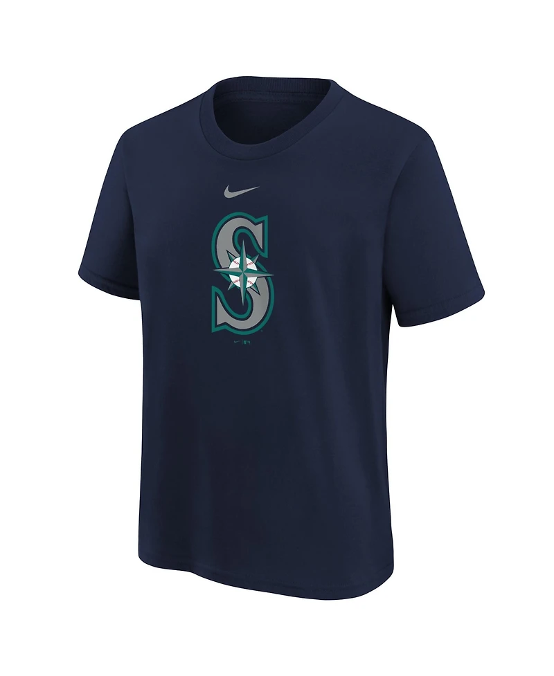 Nike Big Boys and Girls Navy Seattle Mariners Large Logo T-Shirt