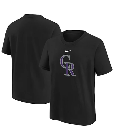 Nike Big Boys and Girls Black Colorado Rockies Large Logo T-Shirt