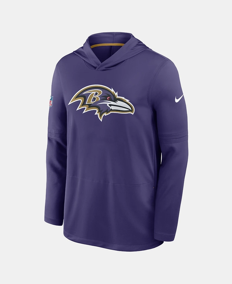 Nike Men's Purple Baltimore Ravens Sideline Dri-fit Long Sleeve Hooded T-Shirt