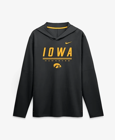 Nike Men's Black Iowa Hawkeyes 2026 Sideline Lightweight Long Sleeve Hooded Dri-fit T-Shirt