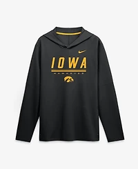 Nike Men's Black Iowa Hawkeyes 2026 Sideline Lightweight Long Sleeve Hooded Dri-fit T-Shirt