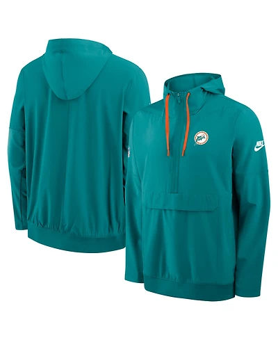 Nike Men's Aqua Miami Dolphins Alt Anorak Half-Zip Hooded Jacket