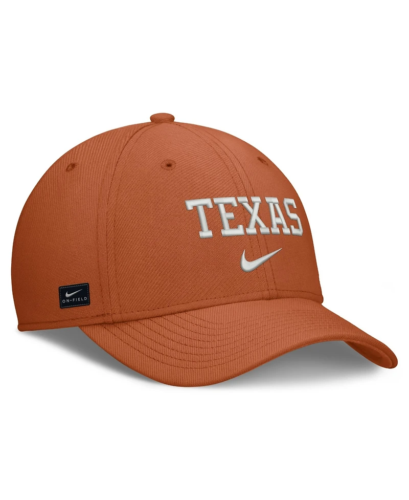 Nike Men's Texas Orange Longhorns Rise On-Field SwooshFlex Dri-fit Flex Hat