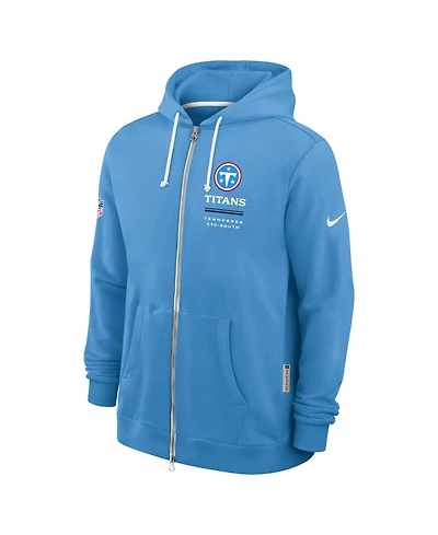 Nike Men's Light Blue Tennessee Titans Sideline Standard Issue Dri-fit Full-Zip Hoodie