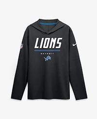 Nike Men's Black Detroit Lions Sideline Lightweight Long Sleeve Hooded Dri-fit T-Shirt