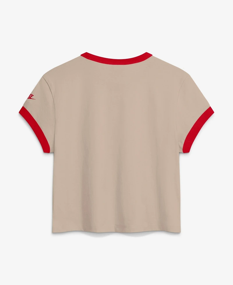 Nike Women's Cream San Francisco 49ers Rewind Ringer Mod Cropped T-Shirt