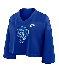 Nike Women's Royal Los Angeles Rams Rewind Cropped Mesh Dri-fit Fashion Jersey
