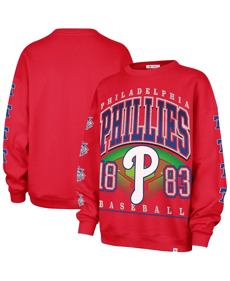 '47 Brand Women's Red Philadelphia Phillies Trendy Team Go Big Oversized Sweatshirt