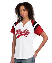 Starter Women's White Cincinnati Reds Game On Notch Neck Raglan T-Shirt