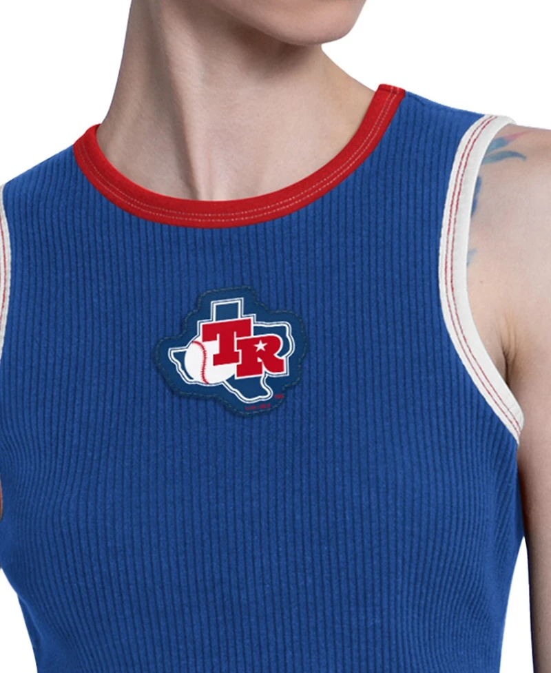 Starter Women's Royal Texas Rangers Cooperstown Play the Ball Crop Tank Top