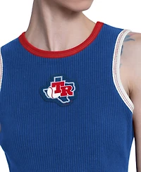 Starter Women's Royal Texas Rangers Cooperstown Play the Ball Crop Tank Top