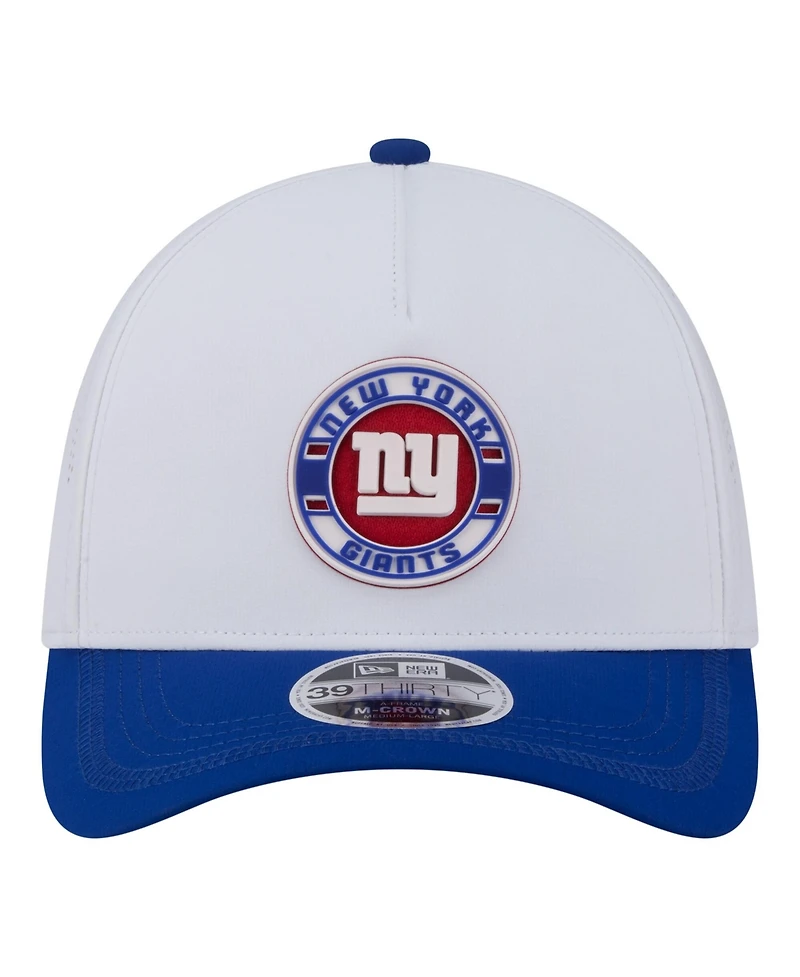 New Era Men's White/Royal York Giants Patch 39THIRTY A-Frame M-Crown Perforated Flex Hat