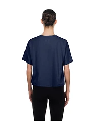 New Era Women's Navy Los Angeles Dodgers City Connect Glitter Gel Cropped T-Shirt