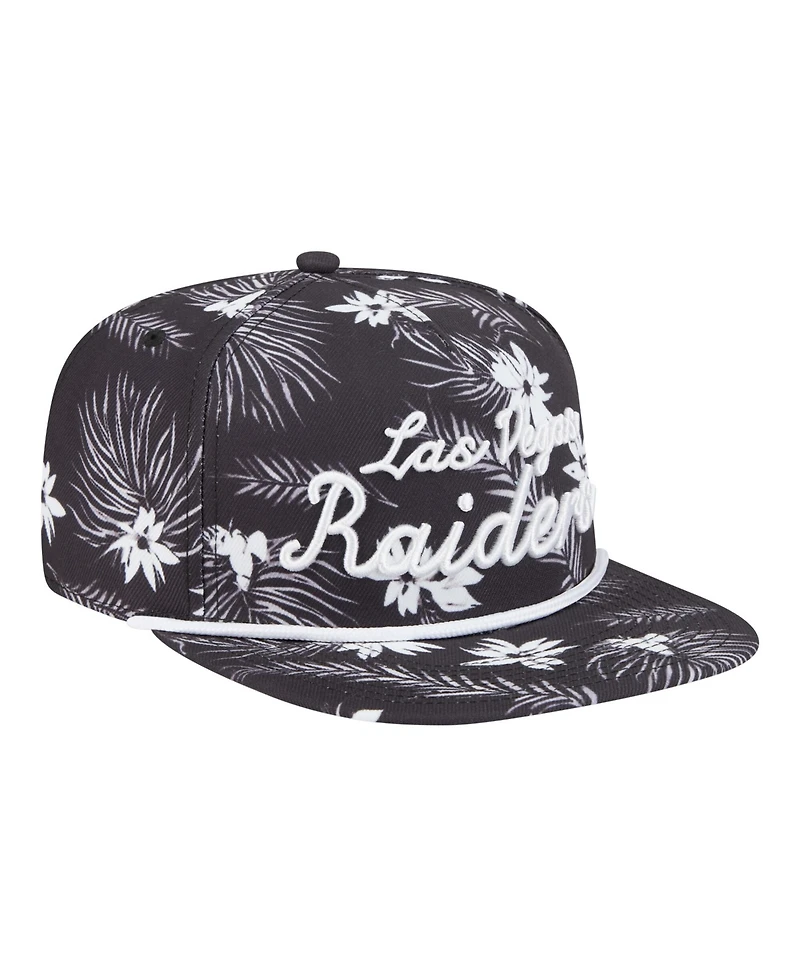 New Era Men's Black Las Vegas Raiders Palm Print A-Frame 9FIFTY Snapback Hat