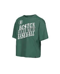 New Era Women's Green Boston Red Sox City Connect Glitter Gel Cropped T-Shirt