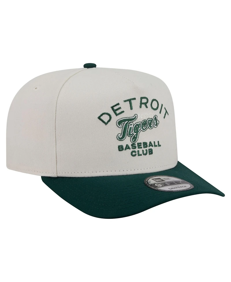 New Era Men's Cream/Dark Green Detroit Tigers Chrome A-Frame 9FIFTY Snapback Hat