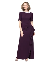 Alex Evenings Women's Embellished-Neck Ruffle Gown