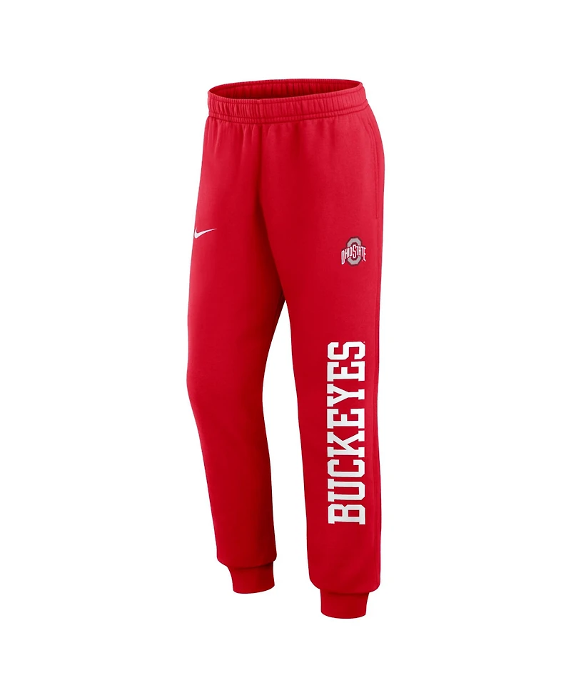 Nike Men's Scarlet Ohio State Buckeyes Primetime Club Fleece Joggers