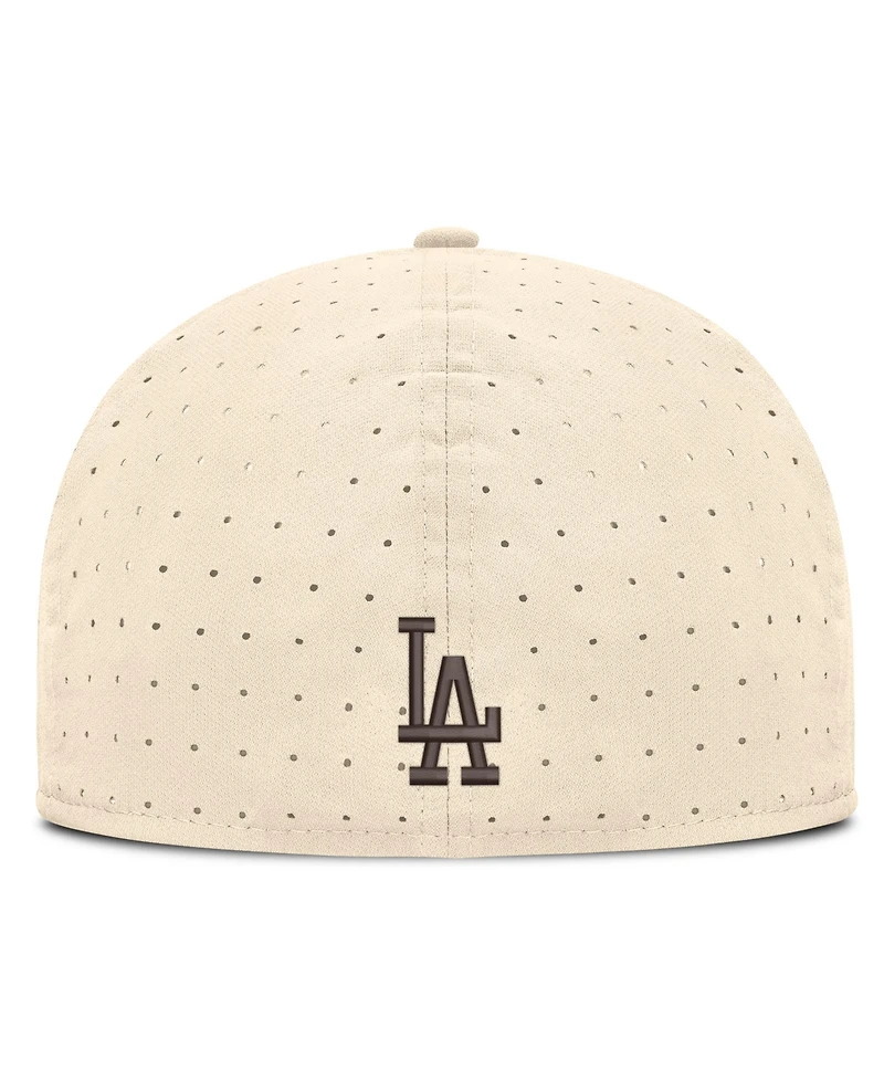 Nike Men's Natural Los Angeles Dodgers True Dri-fit AeroBill Fitted Hat