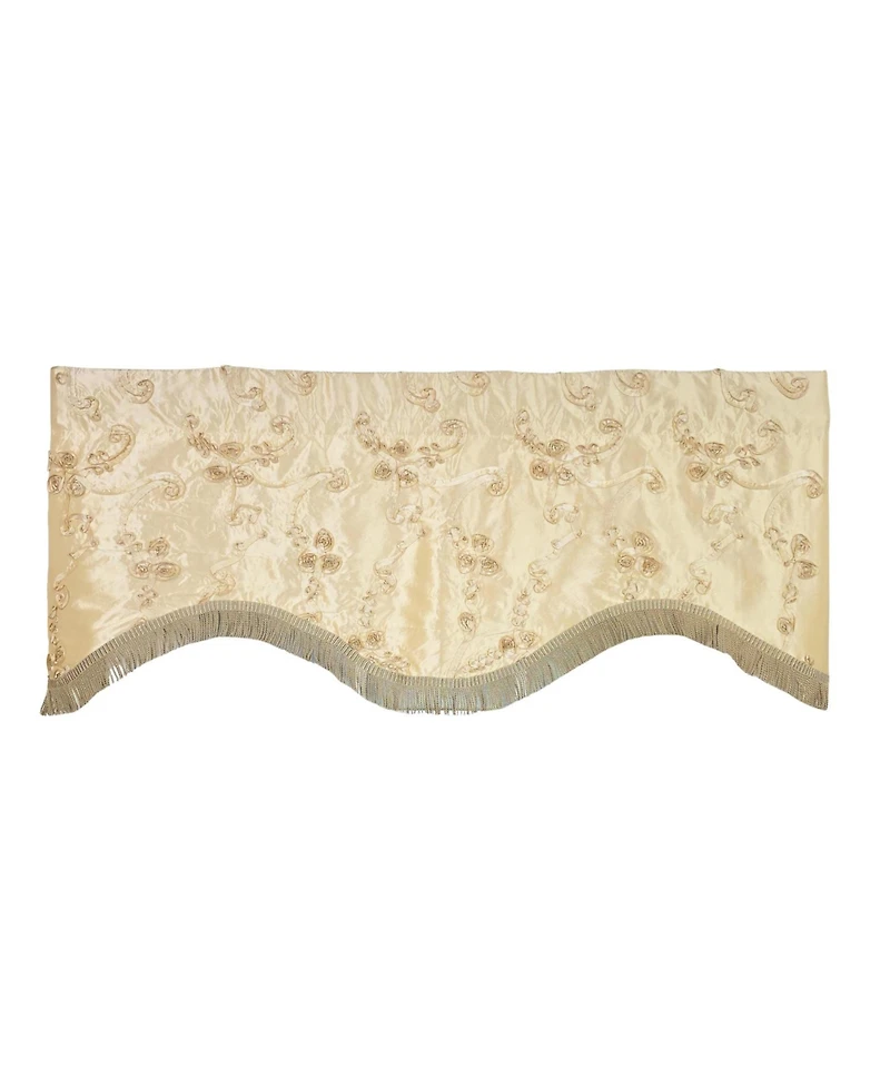 Rlf Home Ribbons Trimmed Cornice Window Valance 100% Cotton Lined Rod Pocket