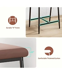 homfan Set of 2 Counter Height Bar Stools, Upholstered Pu Leather Chairs with Back and Armrests, Metal Base, Footrest