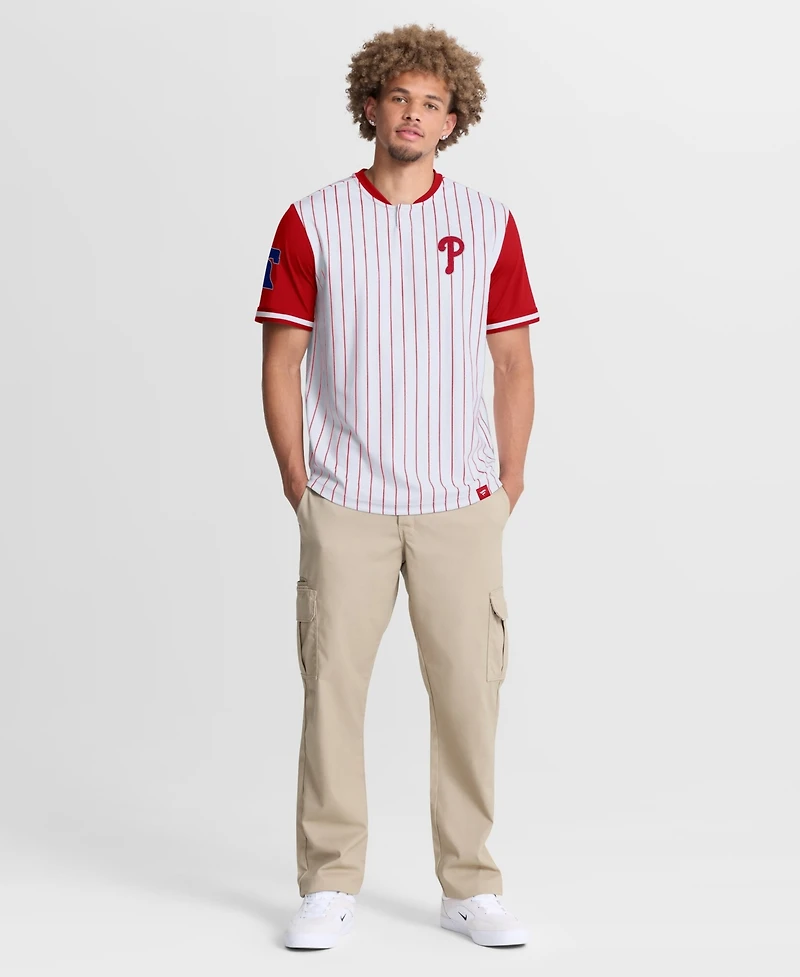 Fanatics Men's White/Red Philadelphia Phillies Pinstripe Walk Off Shirt