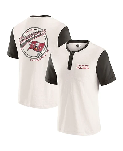 Darius Rucker Collection by Fanatics Men's Cream Tampa Bay Buccaneers Henley Color Block Slub Pocket T-Shirt