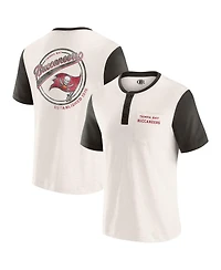 Darius Rucker Collection by Fanatics Men's Cream Tampa Bay Buccaneers Henley Color Block Slub Pocket T-Shirt