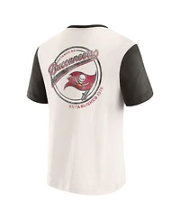 Darius Rucker Collection by Fanatics Men's Cream Tampa Bay Buccaneers Henley Color Block Slub Pocket T-Shirt