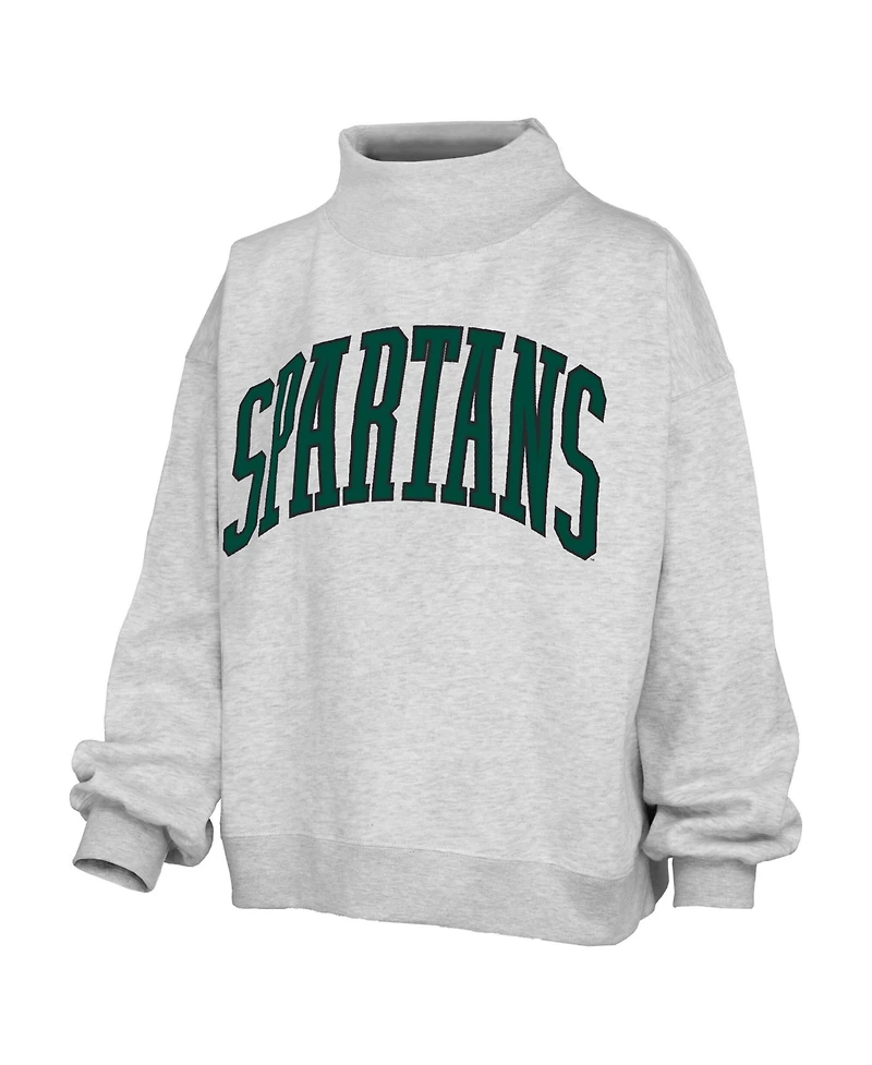 Pressbox Women's Ash Michigan State Spartans Oversized Nelson Mock Neck Sweatshirt