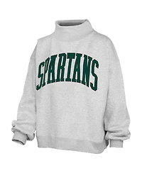 Pressbox Women's Ash Michigan State Spartans Oversized Nelson Mock Neck Sweatshirt