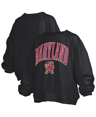 Pressbox Women's Black Maryland Terrapins Janise Fleece Sweatshirt