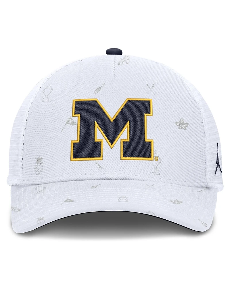 Jordan Men's and Women's White Michigan Wolverines Country Club Golfin' Rise Trucker Adjustable Hat