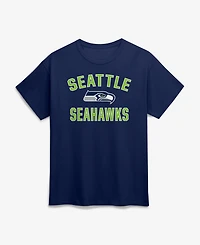 Logo Athletic Men's Navy Seattle Seahawks Cotton Victory Arch T-Shirt
