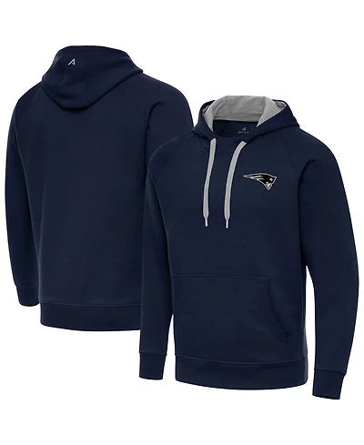 Antigua Men's Navy New England Patriots Brushed Carbon Victory Pullover Hoodie