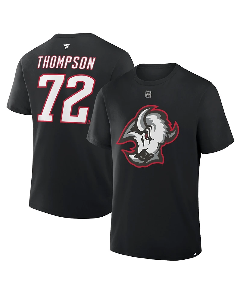 Fanatics Men's Tage Thompson Black Buffalo Sabres Authentic Stack Name Number T-Shirt