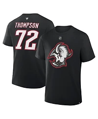 Fanatics Men's Tage Thompson Black Buffalo Sabres Authentic Stack Name Number T-Shirt