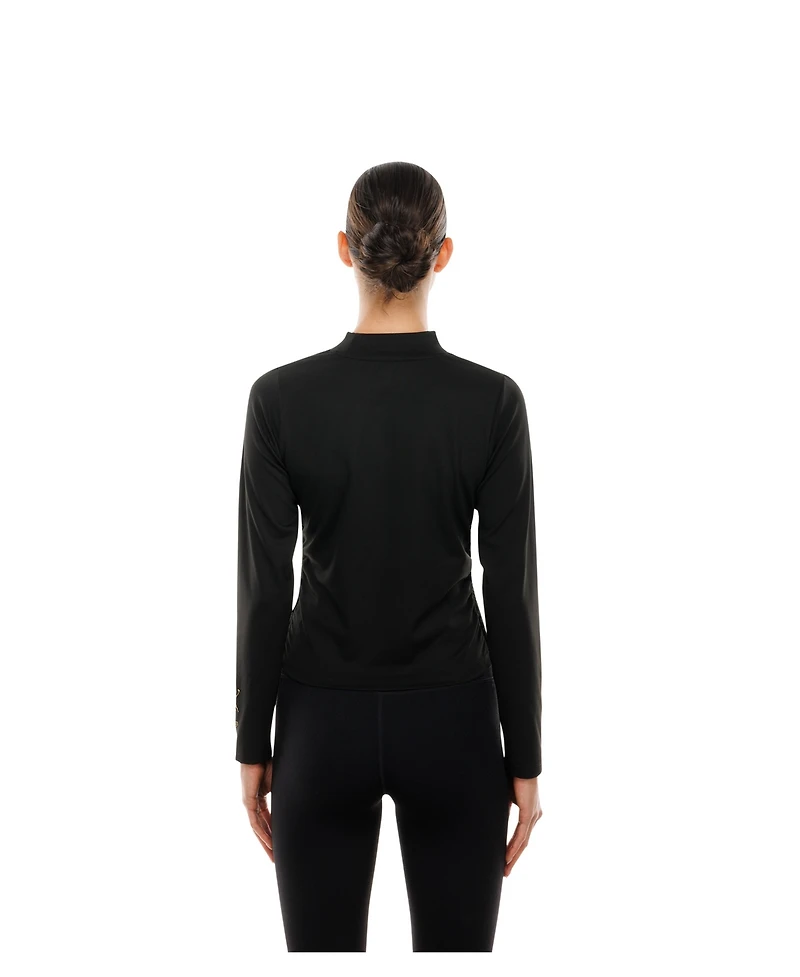 New Era Women's Black Wnba Glam Game Mock Neck Long-Sleeve T-Shirt