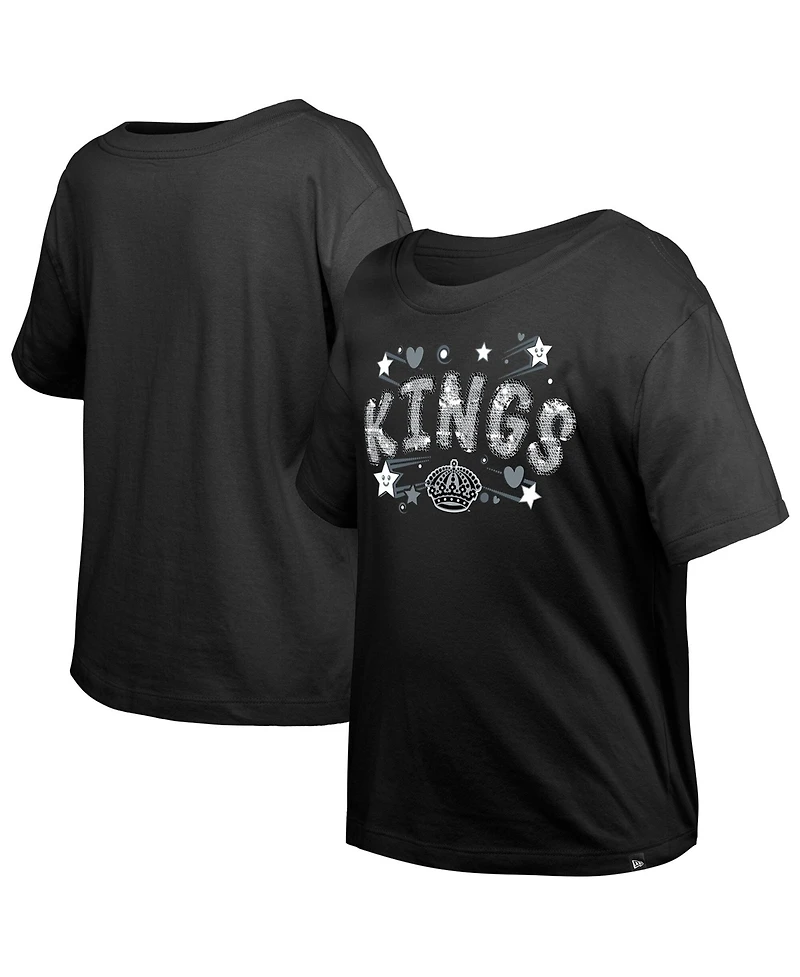 New Era Girl's Big Boys and Girls Black Los Angeles Kings Flip Sequin T-Shirt