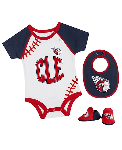 Outerstuff Baby Boys and Girls Cleveland Guardians Tied Up Bodysuit Bib Bootie Set