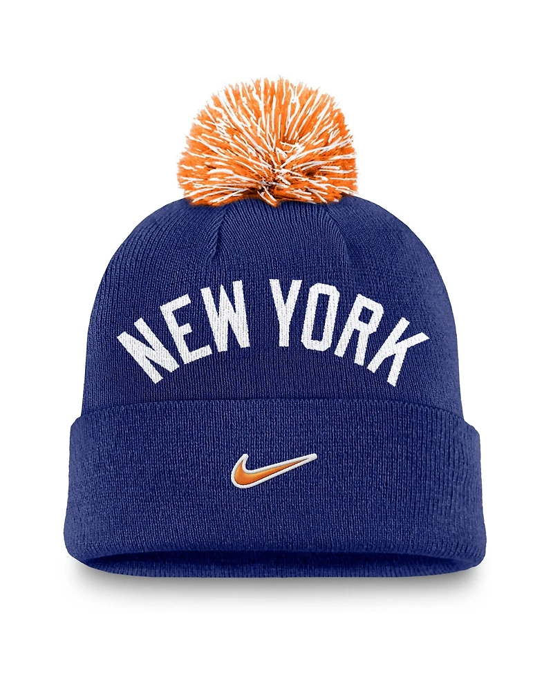 Nike Men's Royal New York Yankees Peak Cuffed Pom with Knit Hat