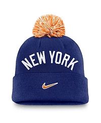 Nike Men's Royal New York Yankees Peak Cuffed Pom with Knit Hat