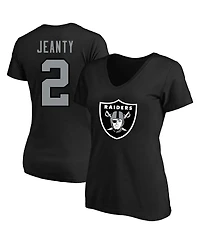 Fanatics Women's Ashton Jeanty Black Las Vegas Raiders Plus Name Number V-Neck T-Shirt