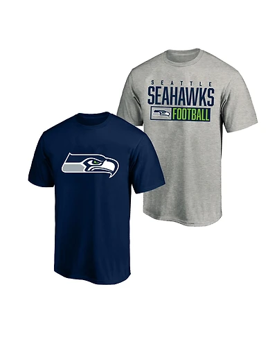 Fanatics Men's 2-Pack Heather Gray/College Navy Seattle Seahawks Big & Tall T-Shirt